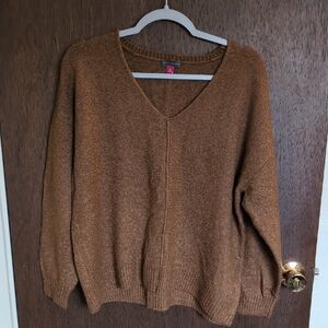 Vince Camuto Brown V-Neck Women's Sweater